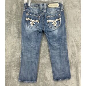 Rock Revival Jeans Womens 26 Capri Angela Y2K Cropped Contrast Stitch Distressed